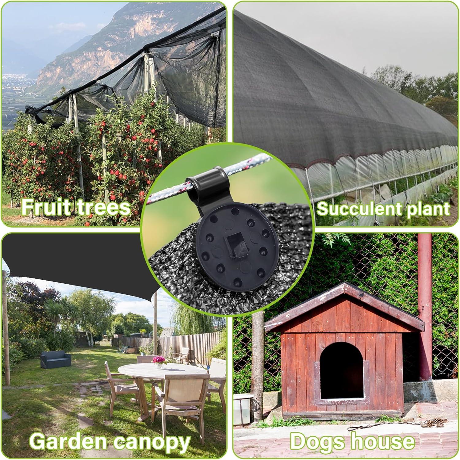 imageWinemana 50 Pcs Clips Round Plastic Black Accessories for Patio Mesh Garden Shade Cover Anti Bird Netting