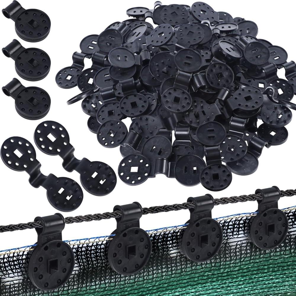 imagewinemana 140 Pcs Shade Cloth Clips Round Plastic Black Clips for Sun Shade Net Patio Mesh Tarp Garden Shade Cover Anti Bird Netting Shade Fabric Accessories