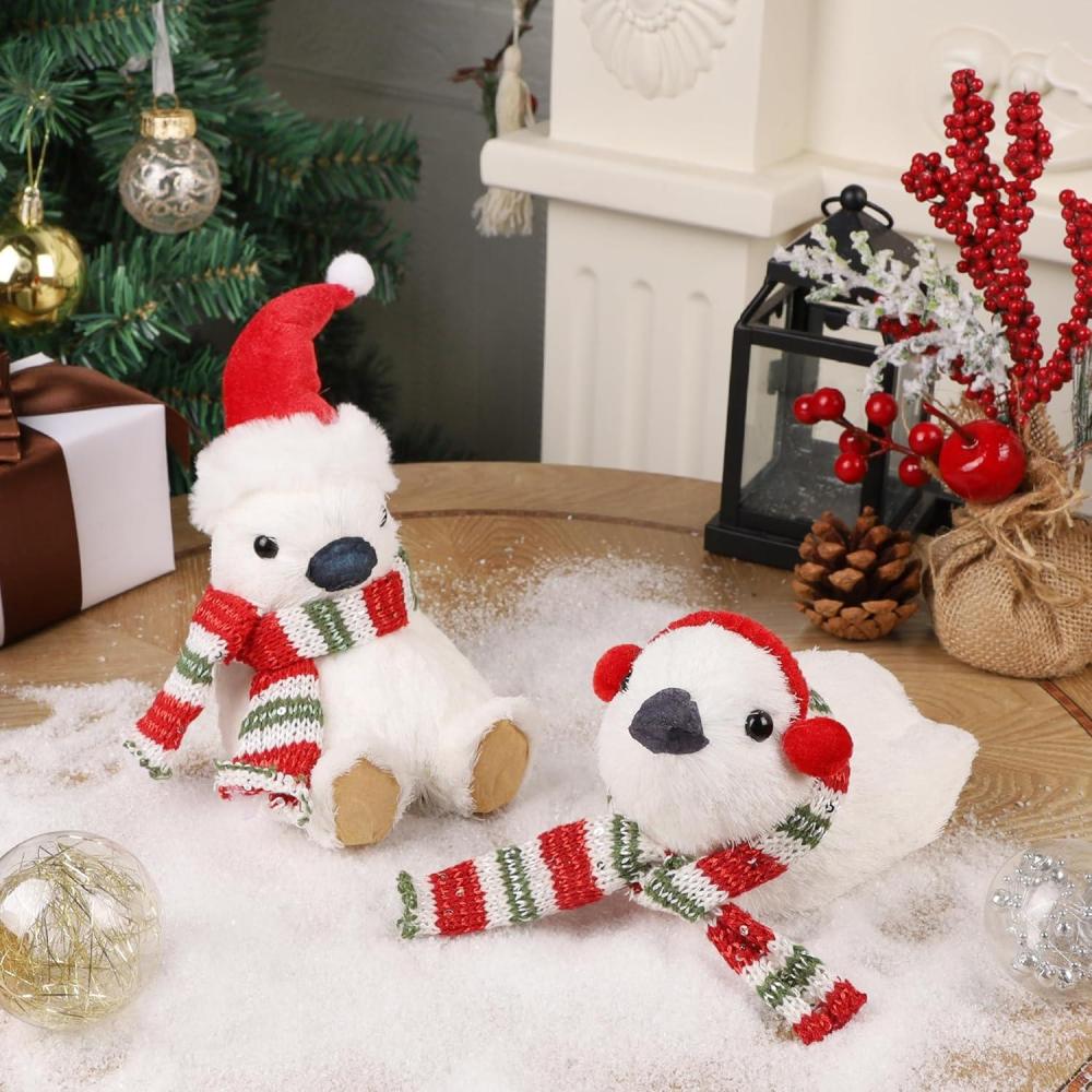 imagewinemana 2 Pack Christmas Decorations Indoor Penguins Tabletop Ornament with Hat Scarf for Xmas Home Decor Penguin Gifts Holiday Figurines for Mantel Office Desk Centerpiece