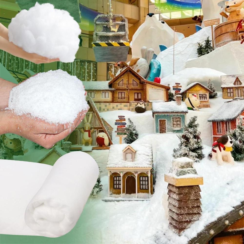 imagewinemana Christmas Fake Snow 3Piece Set Decorations Snow Blanket Roll Artificial Snowflakes Fluffy Snow for Christmas Village Houses Display Winter White Wonderland Kitchen Table Top Decor