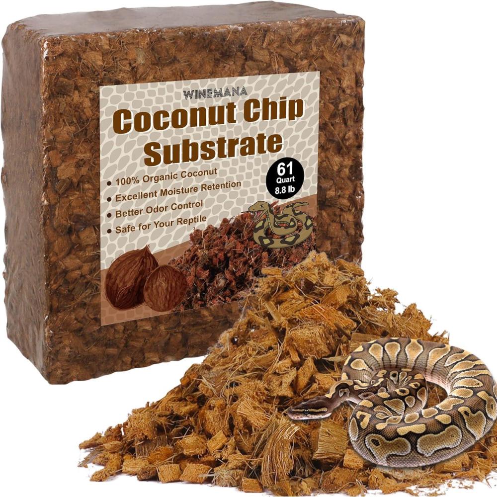 imagewinemana Coconut Substrate for Reptile 61 Quart Coconut Husk Chip Bedding for Ball Python Snake Tortoise