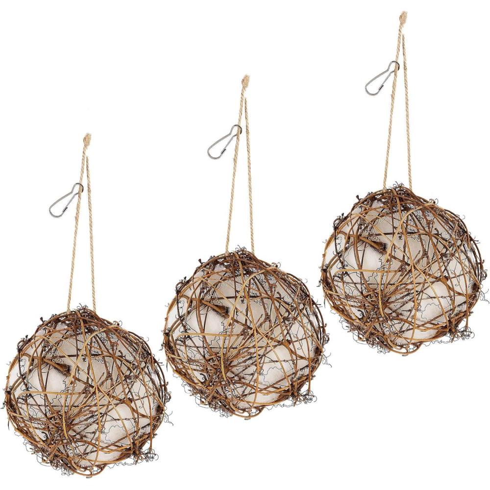 imagewinemana Set of 3 Globe Hummingbird Nesters Full of Bird Nesting Materials Design for Bird Lovers Idea Bird Gifts in Outdoor Indoor Patio Garden