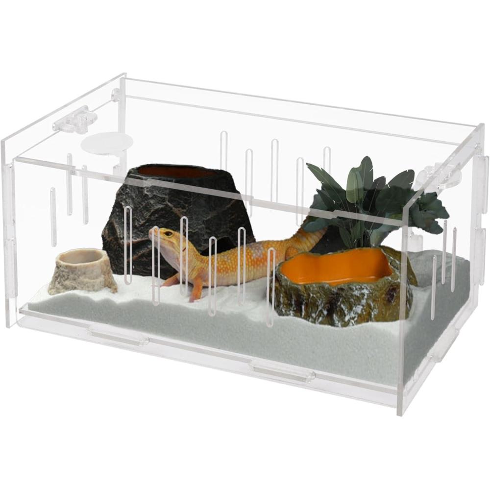 imagewinemana Small Reptile Jumping Spider Terrarium Enclosure 8quot x 4quot x 4quot Acrylic Mini Transparent Feeding Tank Micro Habitat Box for Tarantula Isopod Roach Invertebrates Insect
