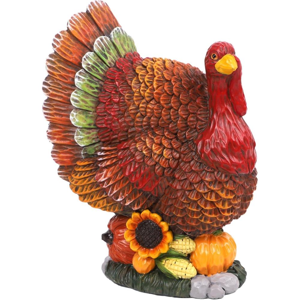 imagewinemana Thanksgiving Table Decorations Resin Turkey with Pumpkin HandPainted Fall Figurine Centerpiece for Home Kitchen Office Harvest Day Decorstyle 1