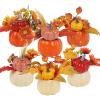 winemana 16 Pcs Golden and White Pumpkins Thanksgiving Pumpkin Decorations Assorted Sizes, Artificial Foam Harvest Autumn Decor, Fake Pumpkins Fall Decorations for Indoor Home Kitchen Table Mantle(Mixed-4)