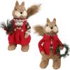 winemana 2 Pack Christmas Squirrel Tabletop Decorations, Sisal Squirrel Figurine for Home Decor Woodland Animals Rustic Xmas Ornaments for Table Office Indoor Forest Decor Seasonal Gifts