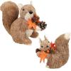 winemana 2 Pack Fall Decor Fox, Thanksgiving Decorations Indoor Sisal Foxes for Home Table Centerpiece Handmade Autumn Woodland Animal Friend Figurines with Pumpkin for Shelf Office Décor(style 3)