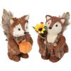 winemana 2 Pack Fall Decor Fox, Thanksgiving Decorations Indoor Sisal Foxes for Home Table Centerpiece Handmade Autumn Woodland Animal Friend Figurines with Pumpkin for Shelf Office Décor(style 2)