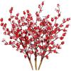 winemana 3 Pack 17 in Large Red Berry Picks, Artificial Christmas Berries Stems with Ice Snow Long Pomegranate Berry for Crafts Garland Home Party Christmas Decoration