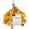 winemana 31.5in Outdoor Fall Decor for Mailbox, Lighted Fall Swag with 8 Modes & Timer, Autumn Scarecrow & Sunflower Thanksgiving Table Centerpiece Decorations
