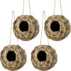 winemana 4 Pack Hanging Bird Nest House for Outside, Ball Shape, Hand Woven, Durable Sturdy, Made of Natural Grass, Perfect for Garden Patio Lawn Office Indoor(4 Pack Hanging Hummingbird House)