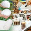 winemana Christmas Fake Snow 3-Piece Set Decorations, Snow Blanket Roll, Artificial Snowflakes, Fluffy Snow for Christmas Village Houses Display Winter White Wonderland Kitchen Table Top Decor