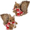 winemana Christmas Squirrel Table Decor, Set of 2 Squirrel Ornaments Woodland Animals Figurine with Scarf Christmas Winter Holiday Decorations for Indoor Home Mantle Office Xmas Gifts