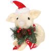 winemana Christmas Tabletop Decorations, Sisal Pig Figurine with Santa Hat Scarf for Home, Rustic Farmhouse Christmas Ornaments Xmas Holiday Winter Decor for Indoor Office Shelf Mantle Centerpieces