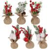 winemana Mini Christmas Tree Table Decorations Indoor, 3 Pcs Small Artificial Xmas Trees Decoration with Red Berries Pine Cone for Centerpiece Kitchen Office Tabletop Home Holiday Decor(style 1)