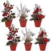 winemana Mini Christmas Tree Table Decorations Indoor, 3 Pcs Small Artificial Xmas Trees Decoration with Red Berries Pine Cone for Centerpiece Kitchen Office Tabletop Home Holiday Decor(style 3)