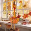 winemana Thanksgiving Decorations Set of 2 Turkeys with Dangling Legs, Mr and Mrs Turkey Couple Plush Tabletop Centerpieces for Fall Harvest Home Kitchen Shelf(Traditional)