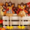 winemana Thanksgiving Decorations Set of 2 Turkeys with Dangling Legs, Mr and Mrs Turkey Couple Plush Tabletop Centerpieces for Fall Harvest Home Kitchen Shelf(Turkeys with Dangling Legs)