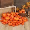 winemana 16 Pcs Golden and White Pumpkins Thanksgiving Pumpkin Decorations Assorted Sizes, Artificial Foam Harvest Autumn Decor, Fake Pumpkins Fall Decorations for Indoor Home Kitchen Table Mantle(Orange-3)