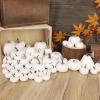 winemana 16 Pcs Golden and White Pumpkins Thanksgiving Pumpkin Decorations Assorted Sizes, Artificial Foam Harvest Autumn Decor, Fake Pumpkins Fall Decorations for Indoor Home Kitchen Table Mantle(White-3)