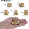 winemana 16 Pcs Golden and White Pumpkins Thanksgiving Pumpkin Decorations Assorted Sizes, Artificial Foam Harvest Autumn Decor, Fake Pumpkins Fall Decorations for Indoor Home Kitchen Table Mantle(Gold-3)
