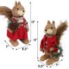 winemana 2 Pack Christmas Squirrel Tabletop Decorations, Sisal Squirrel Figurine for Home Decor Woodland Animals Rustic Xmas Ornaments for Table Office Indoor Forest Decor Seasonal Gifts