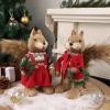 winemana 2 Pack Christmas Squirrel Tabletop Decorations, Sisal Squirrel Figurine for Home Decor Woodland Animals Rustic Xmas Ornaments for Table Office Indoor Forest Decor Seasonal Gifts