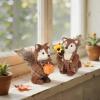 winemana 2 Pack Fall Decor Fox, Thanksgiving Decorations Indoor Sisal Foxes for Home Table Centerpiece Handmade Autumn Woodland Animal Friend Figurines with Pumpkin for Shelf Office Décor(style 2)
