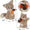 winemana 2 Pack Fall Decor Fox, Thanksgiving Decorations Indoor Sisal Foxes for Home Table Centerpiece Handmade Autumn Woodland Animal Friend Figurines with Pumpkin for Shelf Office Décor(style 1)