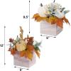 winemana 2 Pack Fall Decorations for Home – Artificial Pumpkin, Gourd, Berries & Leaves in Wood Vase | Autumn Table Centerpiece for Dining, Mantel, Indoors