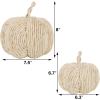 winemana 2 Pack Woven Pumpkin Decor – Fall & Thanksgiving Home Decorations, White Pumpkins Farmhouse Autumn Centerpieces for Table, Mantel, Porch Decor (Cattail Material, Assorted Size)(style 2)
