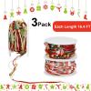 winemana 3 Pack 16.4 Ft Christmas Beads Ribbon, Christmas Tree Trim Rope with Santa Claus Snowman, Xmas Decorations for Garland, Wreath, Gift Wrapping, DIY Crafts Ornaments, Wedding Party Decor(Color 1)