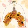 winemana 31.5in Outdoor Fall Decor for Mailbox, Lighted Fall Swag with 8 Modes & Timer, Autumn Scarecrow & Sunflower Thanksgiving Table Centerpiece Decorations