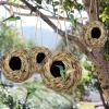 winemana 4 Pack Hanging Bird Nest House for Outside, Ball Shape, Hand Woven, Durable Sturdy, Made of Natural Grass, Perfect for Garden Patio Lawn Office Indoor(4 Pack Hanging Hummingbird House)