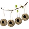 winemana 4 Pack Hanging Bird Nest House for Outside, Ball Shape, Hand Woven, Durable Sturdy, Made of Natural Grass, Perfect for Garden Patio Lawn Office Indoor(4 Pack Hanging Hummingbird House)