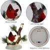 winemana Christmas Tabletop Decorations, LED Lights Cardinal Resin Ornament, Lighted Red Bird on Snowy Pine Tree Holiday Decor for Indoor Home Table Desk Kitchen Room Xmas Party