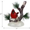 winemana Christmas Tabletop Decorations, LED Lights Cardinal Resin Ornament, Lighted Red Bird on Snowy Pine Tree Holiday Decor for Indoor Home Table Desk Kitchen Room Xmas Party