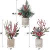 winemana Mini Christmas Tree Table Decorations Indoor, 3 Pcs Small Artificial Xmas Trees Decoration with Red Berries Pine Cone for Centerpiece Kitchen Office Tabletop Home Holiday Decor(style 4)