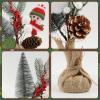 winemana Mini Christmas Tree Table Decorations Indoor, 3 Pcs Small Artificial Xmas Trees Decoration with Red Berries Pine Cone for Centerpiece Kitchen Office Tabletop Home Holiday Decor(style 5)