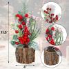 winemana Mini Christmas Tree Table Decorations Indoor, 3 Pcs Small Artificial Xmas Trees Decoration with Red Berries Pine Cone for Centerpiece Kitchen Office Tabletop Home Holiday Decor(style 6)