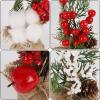 winemana Mini Christmas Tree Table Decorations Indoor, 3 Pcs Small Artificial Xmas Trees Decoration with Red Berries Pine Cone for Centerpiece Kitchen Office Tabletop Home Holiday Decor(style 1)