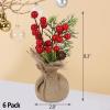 winemana Mini Christmas Tree Table Decorations Indoor, 3 Pcs Small Artificial Xmas Trees Decoration with Red Berries Pine Cone for Centerpiece Kitchen Office Tabletop Home Holiday Decor(style 1)