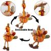 winemana Thanksgiving Decorations Set of 2 Turkeys with Dangling Legs, Mr and Mrs Turkey Couple Plush Tabletop Centerpieces for Fall Harvest Home Kitchen Shelf(Traditional)