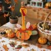 winemana Thanksgiving Decorations Set of 2 Turkeys with Dangling Legs, Mr and Mrs Turkey Couple Plush Tabletop Centerpieces for Fall Harvest Home Kitchen Shelf(Traditional)