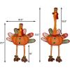 winemana Thanksgiving Decorations Set of 2 Turkeys with Dangling Legs, Mr and Mrs Turkey Couple Plush Tabletop Centerpieces for Fall Harvest Home Kitchen Shelf(Traditional)