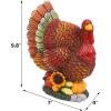 winemana Thanksgiving Table Decorations Resin Turkey with Pumpkin, Hand-Painted Fall Figurine Centerpiece for Home Kitchen Office Harvest Day Decor(style 1)