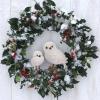 winemana Winter Decorations White Owl Figurine, Set of 2 Christmas Furry Owls Ornaments, Holiday Decor Table Decorations for Home Party