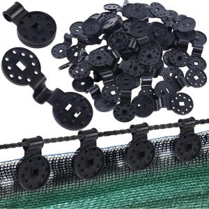 Winemana 50 Pcs Clips, Round Plastic Black Accessories for Patio Mesh, Garden Shade Cover, Anti Bird Netting