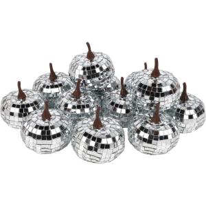 winemana 16 Pcs Golden and White Pumpkins Thanksgiving Pumpkin Decorations Assorted Sizes, Artificial Foam Harvest Autumn Decor, Fake Pumpkins Fall Decorations for Indoor Home Kitchen Table Mantle(Silver)