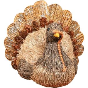 winemana Thanksgiving Turkey Decor – 7.9″ Tall Sisal Turkeys Table Centerpiece with Top Hat, Fall & Harvest Home Decor, Thanksgiving Decorations Indoor(style 1)
